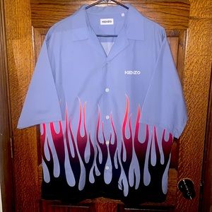 Kenzo flame button down shirt, boxy fit, slightly oversized.